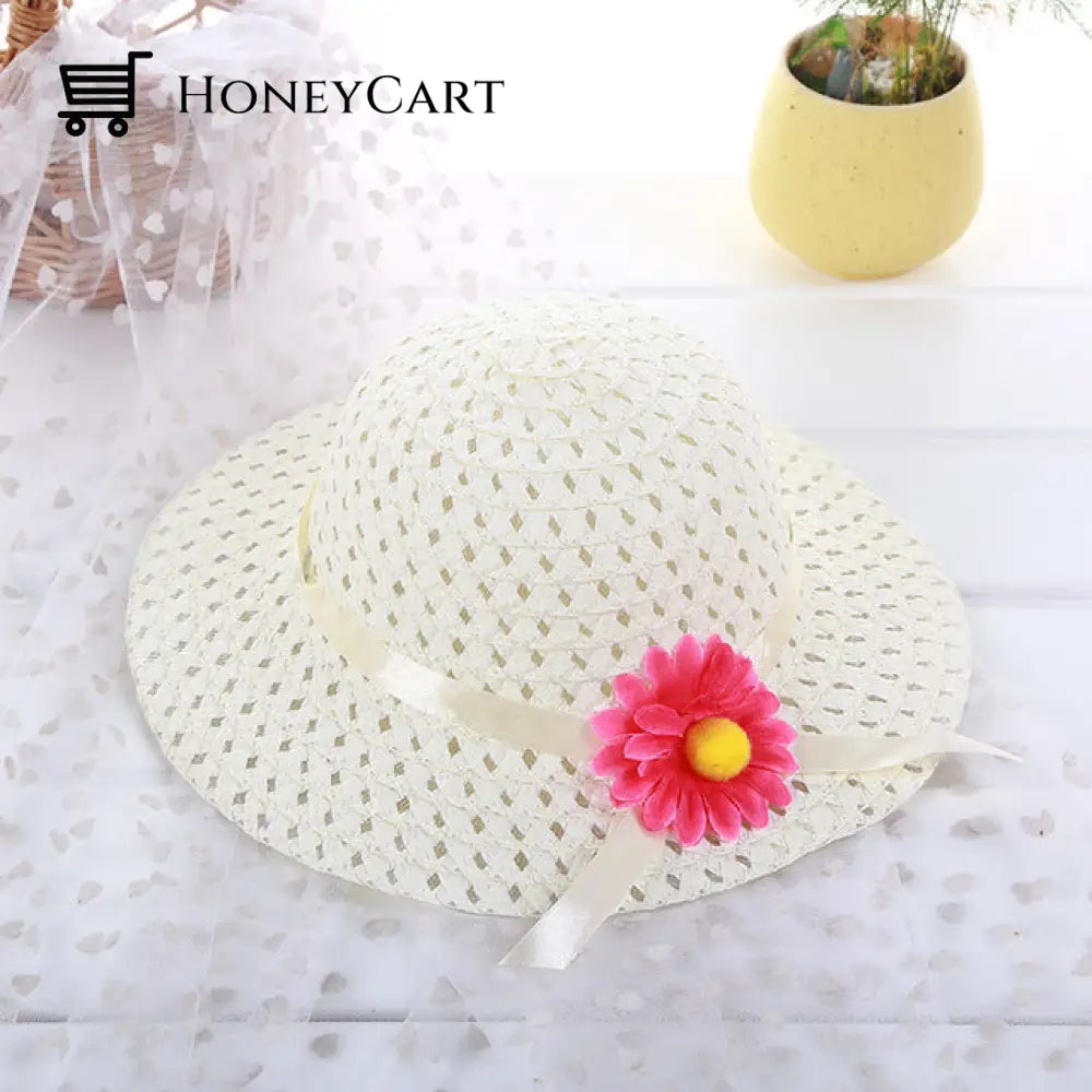 Childrens Summer Straw Hat And Bag Beige-Hat