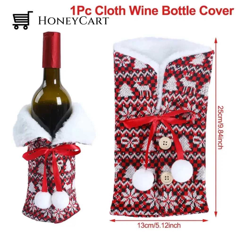 Christmas Decorations For Home Santa Claus Wine Bottle Cover Snowman 2