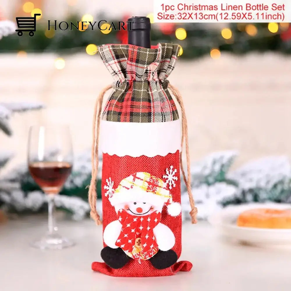 Christmas Decorations For Home Santa Claus Wine Bottle Cover Snowman 3