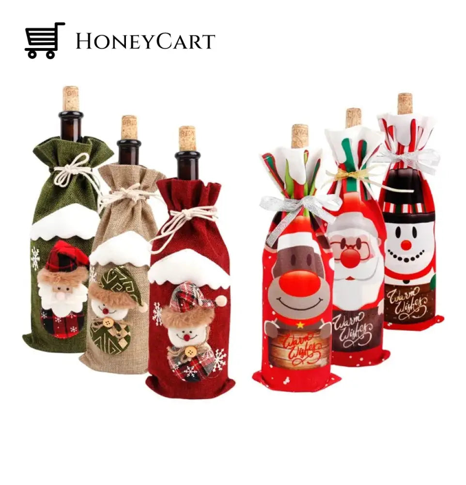 Christmas Decorations For Home Santa Claus Wine Bottle Cover Snowman