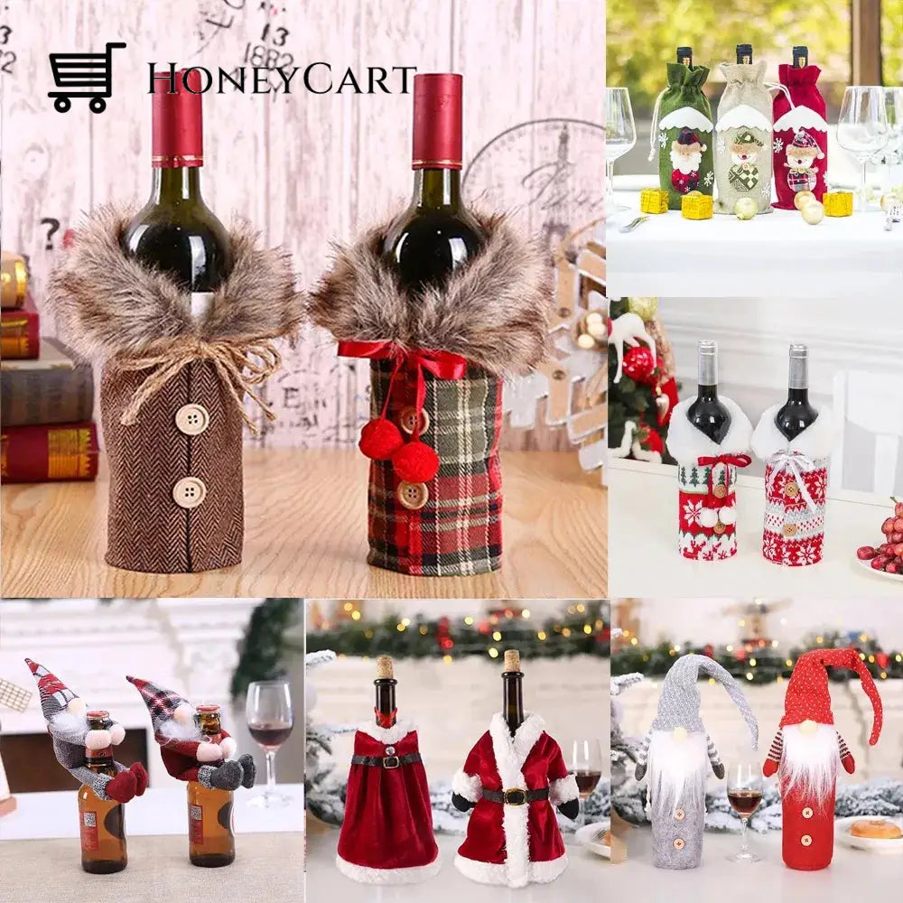 Christmas Decorations For Home Santa Claus Wine Bottle Cover Snowman