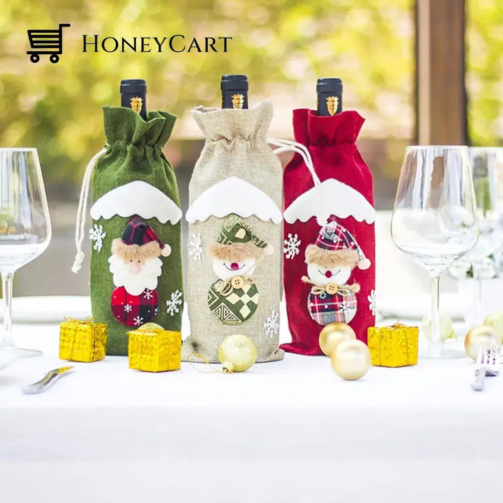 Christmas Decorations For Home Santa Claus Wine Bottle Cover Snowman