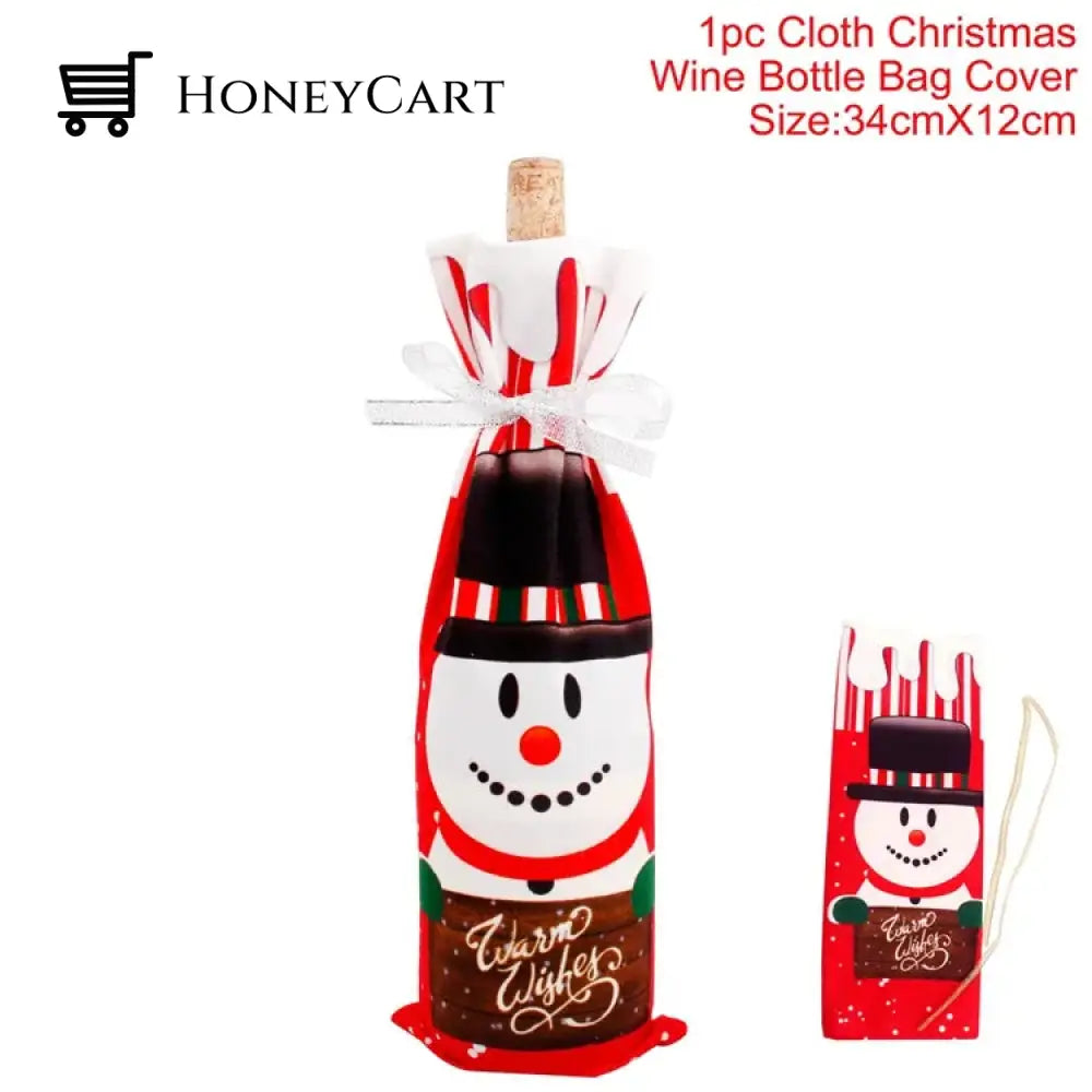 Christmas Decorations For Home Santa Claus Wine Bottle Cover Snowman Snowman