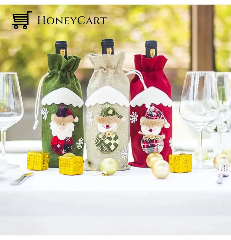 Christmas Decorations For Home Santa Claus Wine Bottle Cover Snowman