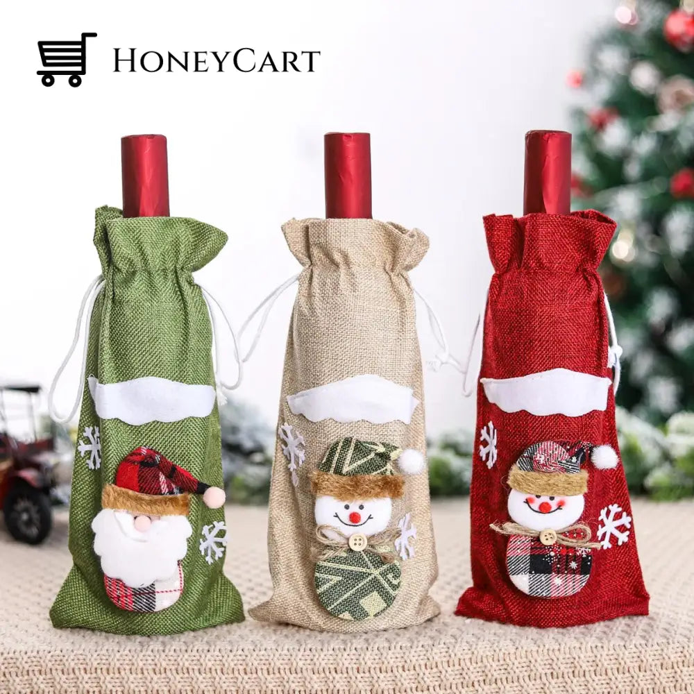 Christmas Decorations For Home Santa Claus Wine Bottle Cover Snowman