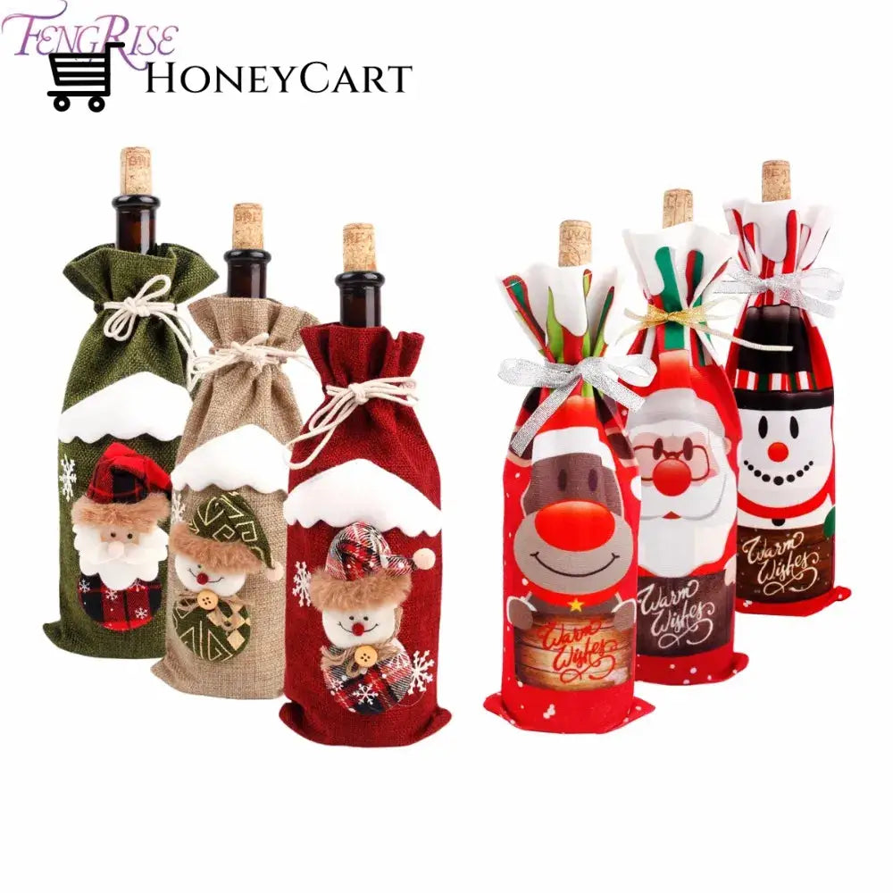 Christmas Decorations For Home Santa Claus Wine Bottle Cover Snowman