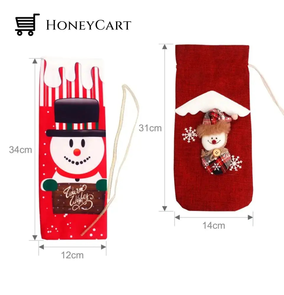 Christmas Decorations For Home Santa Claus Wine Bottle Cover Snowman