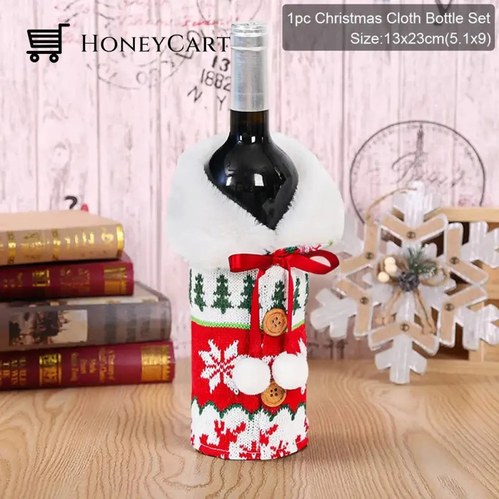 Christmas Decorations For Home Santa Claus Wine Bottle Cover Snowman Beige Snowman