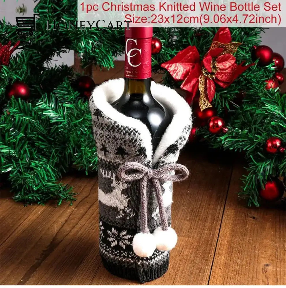 Christmas Decorations For Home Santa Claus Wine Bottle Cover Snowman Bow 2 1
