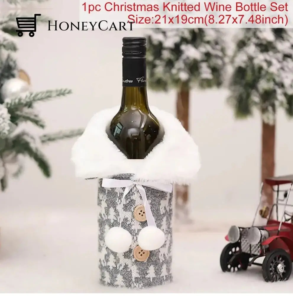 Christmas Decorations For Home Santa Claus Wine Bottle Cover Snowman Bow 2