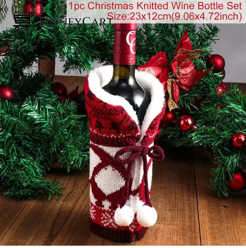 Christmas Decorations For Home Santa Claus Wine Bottle Cover Snowman Bow 4