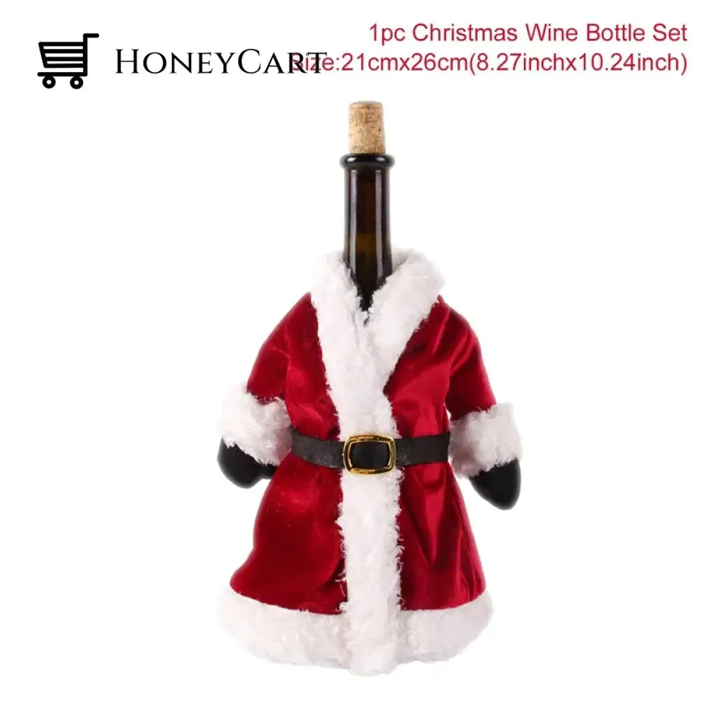 Christmas Decorations For Home Santa Claus Wine Bottle Cover Snowman Santa Coat1