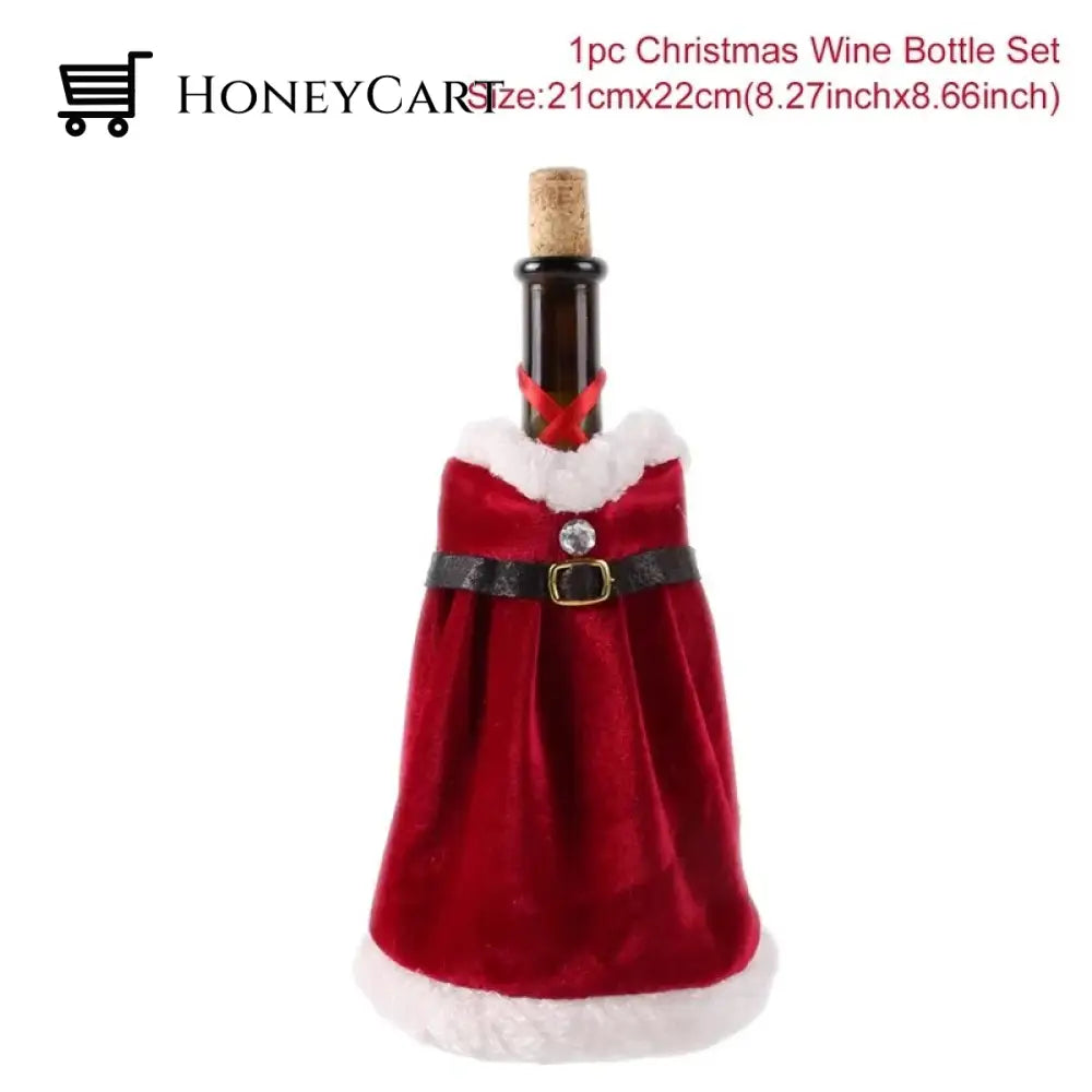 Christmas Decorations For Home Santa Claus Wine Bottle Cover Snowman Santa Coat2