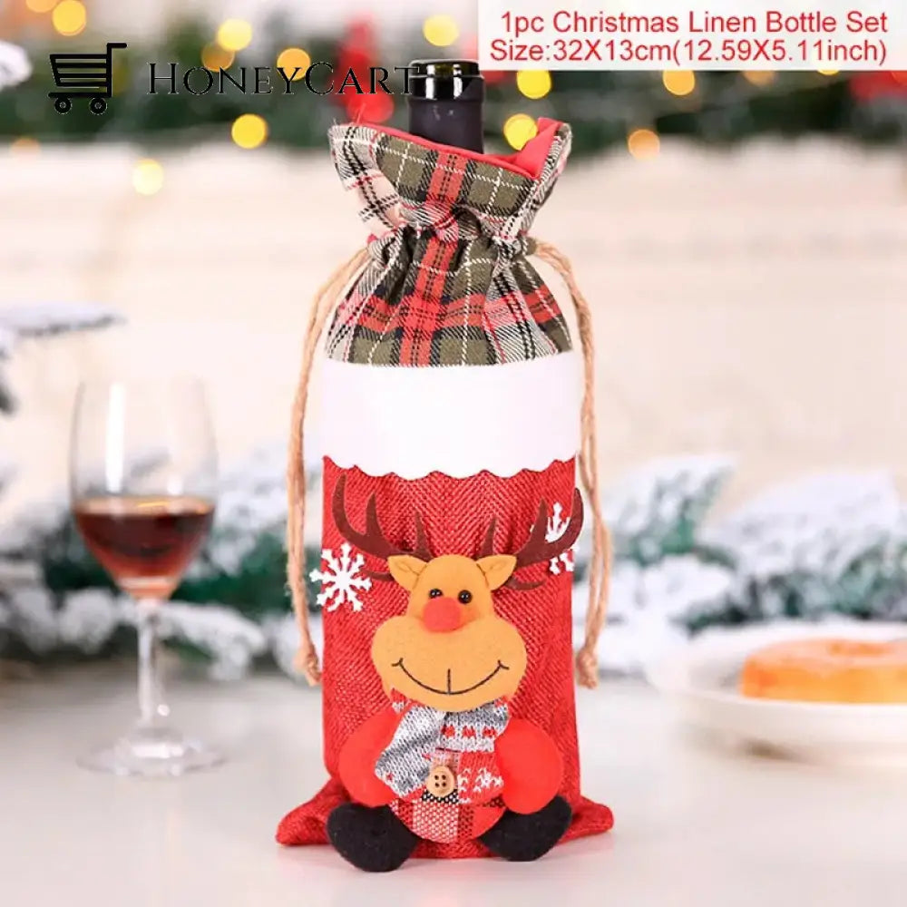 Christmas Decorations For Home Santa Claus Wine Bottle Cover Snowman Elk 1
