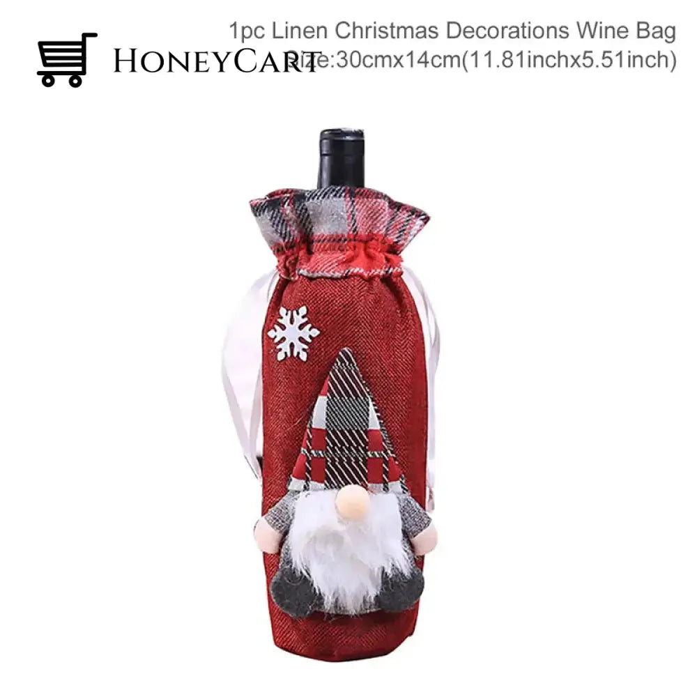 Christmas Decorations For Home Santa Claus Wine Bottle Cover Snowman Gnome 2