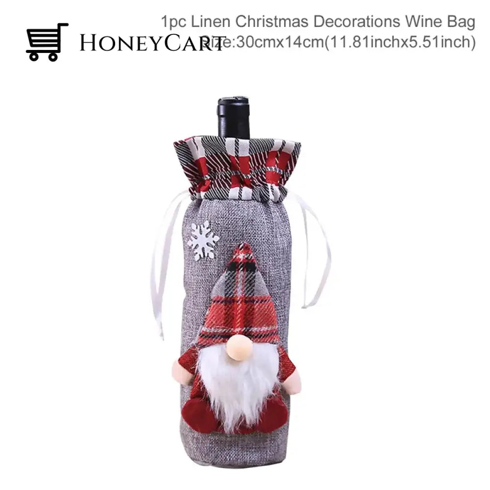 Christmas Decorations For Home Santa Claus Wine Bottle Cover Snowman Gnome