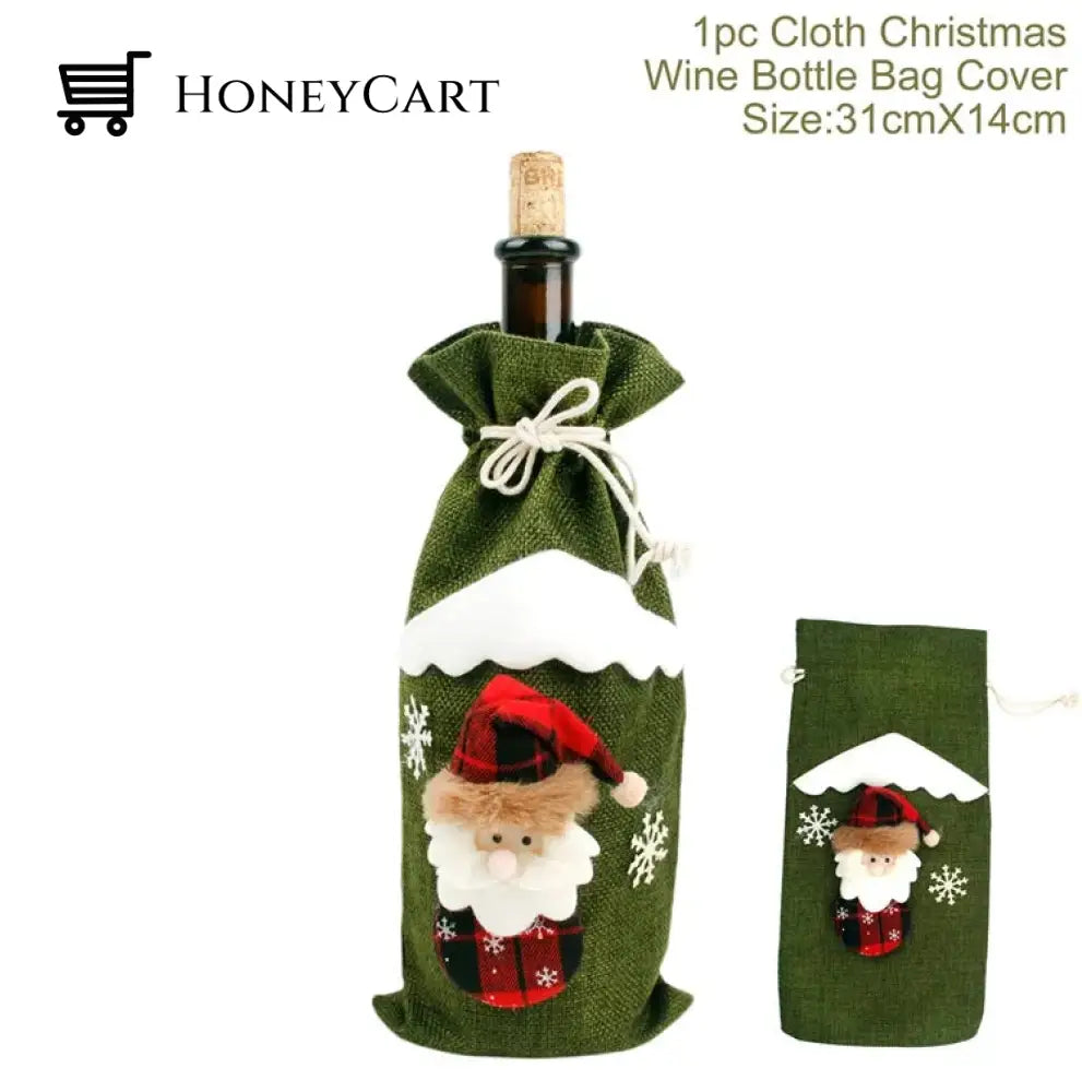 Christmas Decorations For Home Santa Claus Wine Bottle Cover Snowman Green Santa