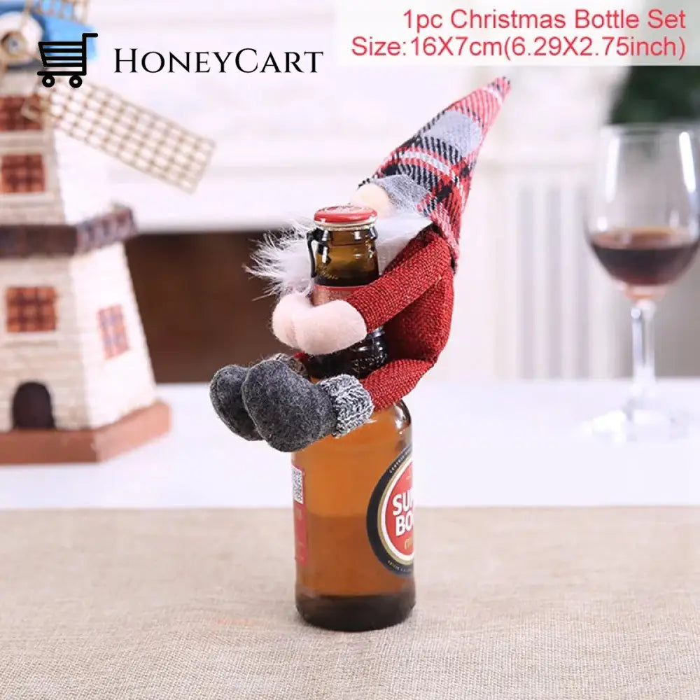 Christmas Decorations For Home Santa Claus Wine Bottle Cover Snowman Hug Santa 1