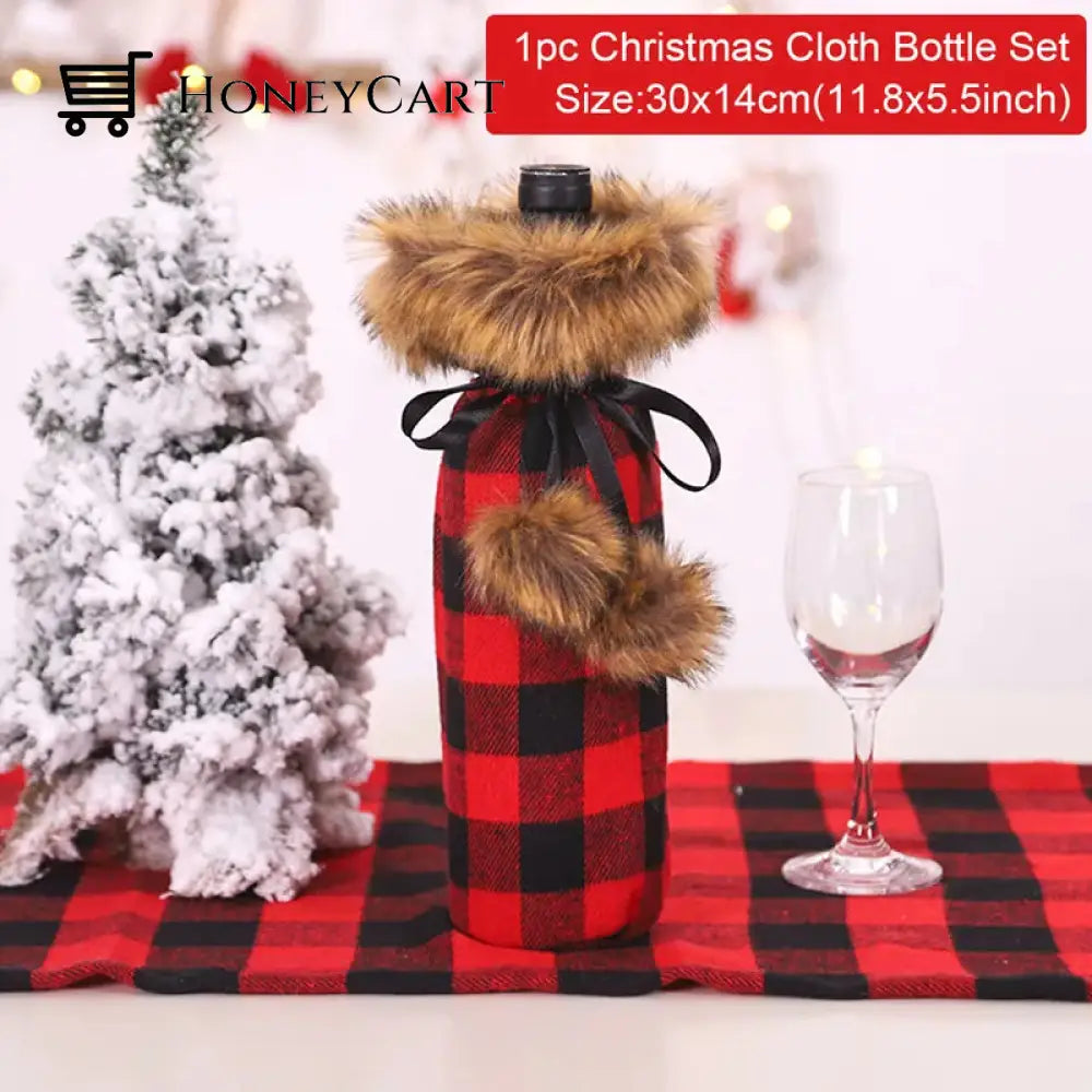 Christmas Decorations For Home Santa Claus Wine Bottle Cover Snowman Hug Santa 2