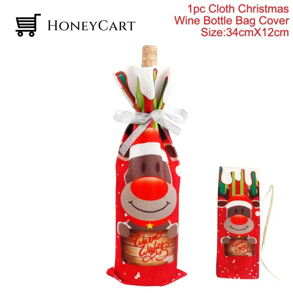 Christmas Decorations For Home Santa Claus Wine Bottle Cover Snowman Moose