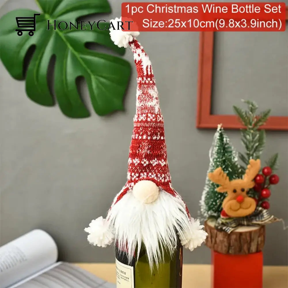 Christmas Decorations For Home Santa Claus Wine Bottle Cover Snowman Noel Reindeer