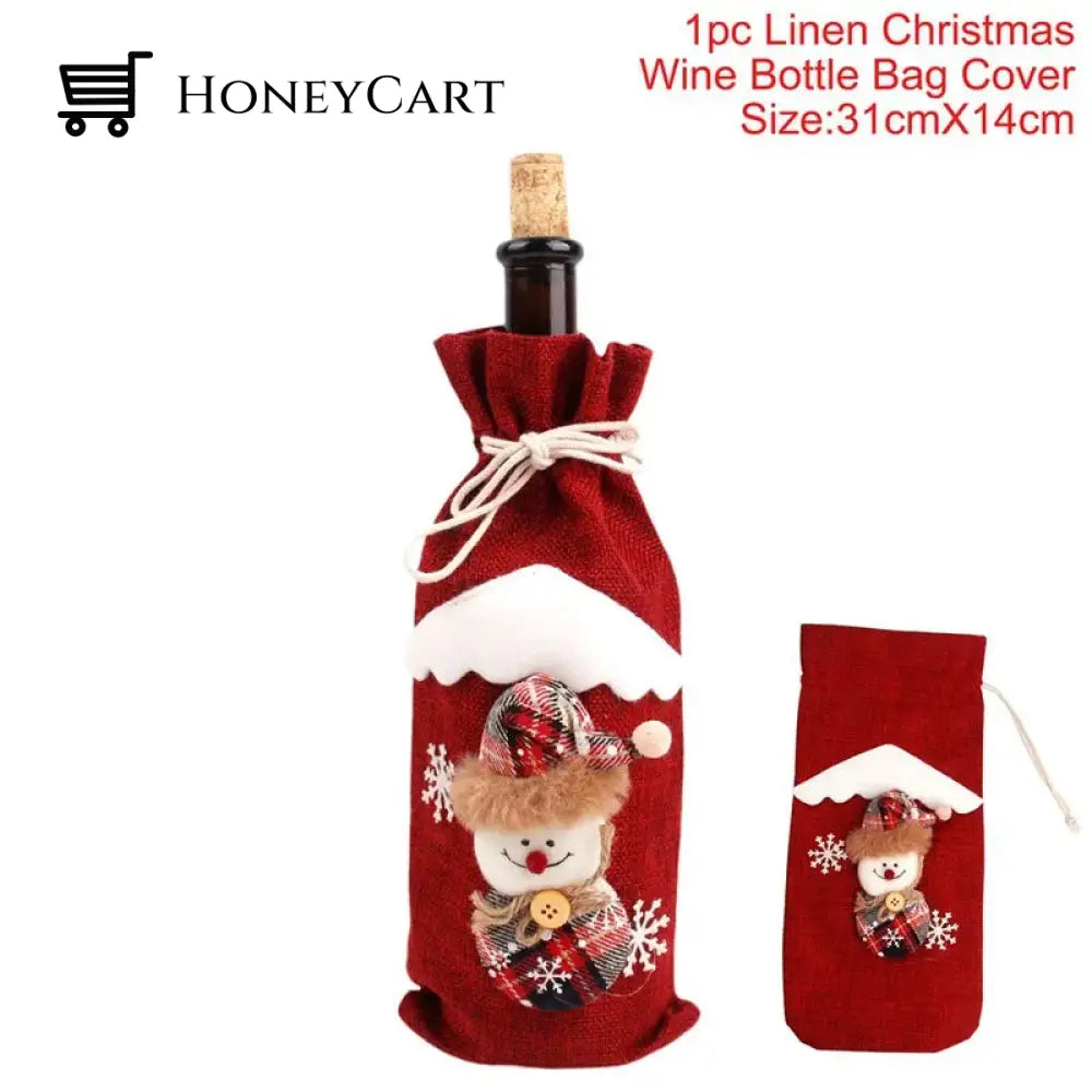 Christmas Decorations For Home Santa Claus Wine Bottle Cover Snowman Red Santa
