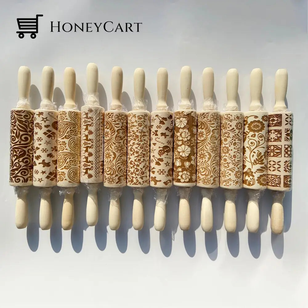 Christmas Embossing Rolling Pins With Patterns