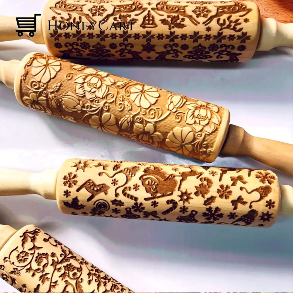 Christmas Embossing Rolling Pins With Patterns