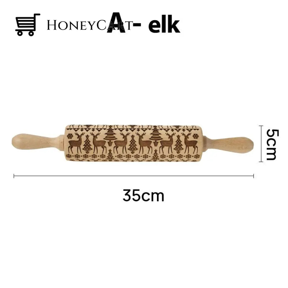 Christmas Embossing Rolling Pins With Patterns A- 35 X 5Cm