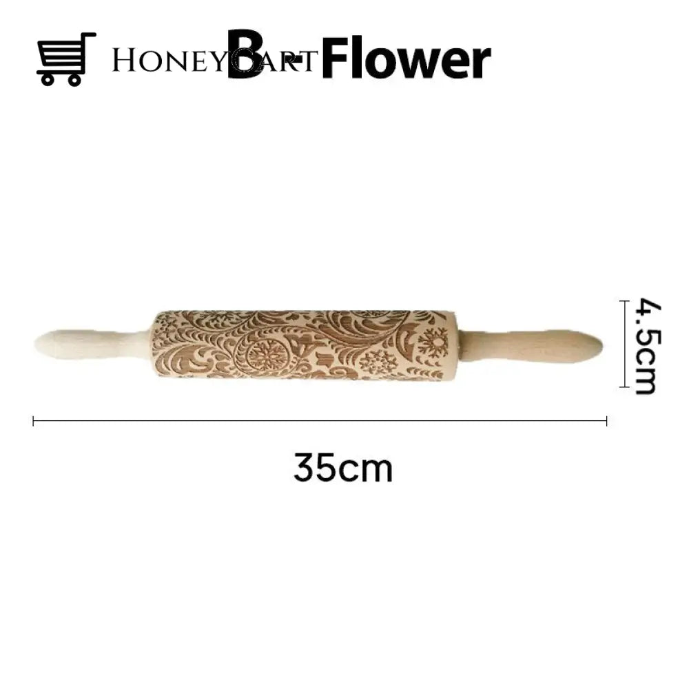 Christmas Embossing Rolling Pins With Patterns B- Flower