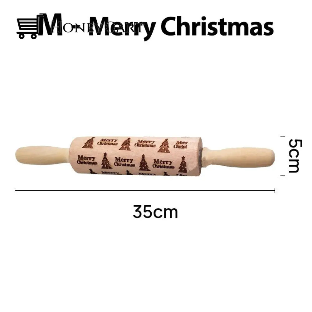 Christmas Embossing Rolling Pins With Patterns M- Merry