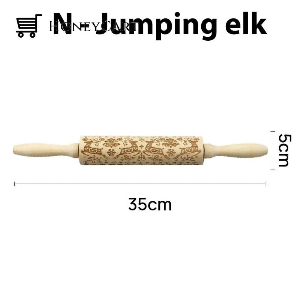 Christmas Embossing Rolling Pins With Patterns N- Jumping Elk