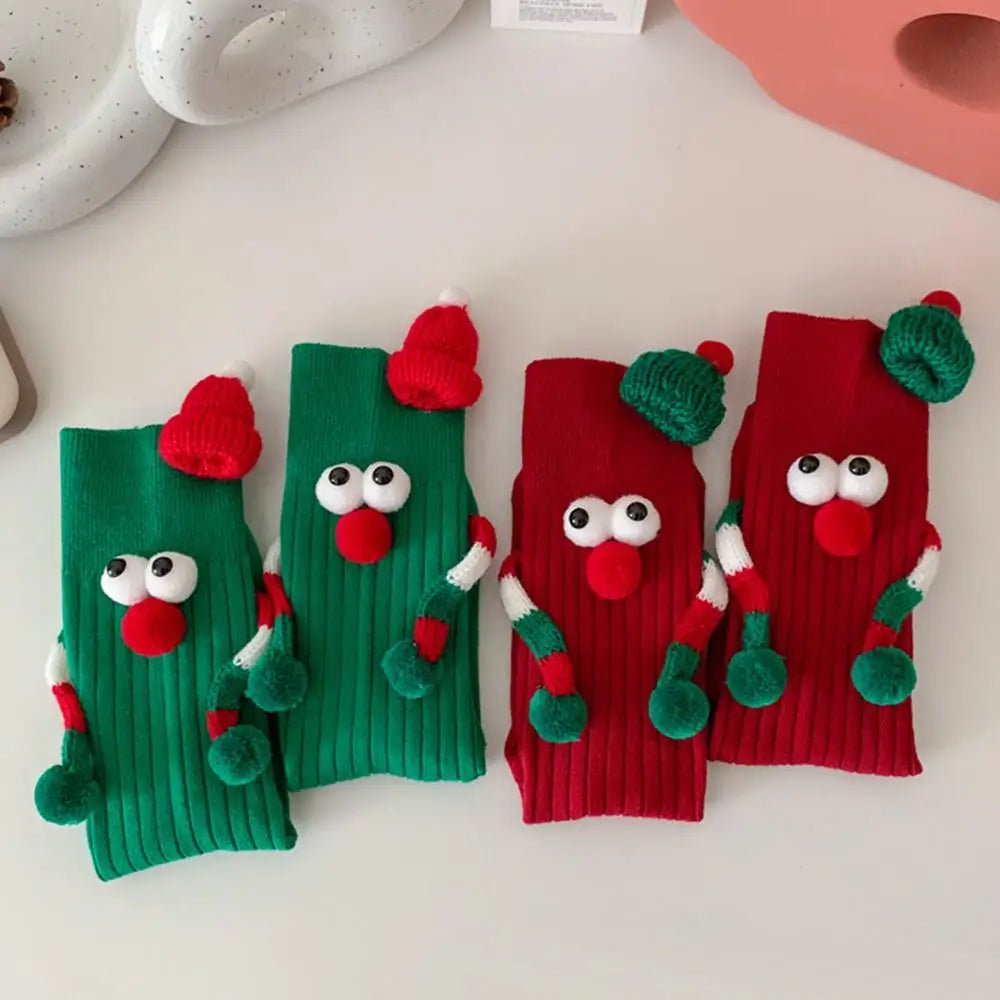 Christmas Holding Hands Socks- Elastic Cartoon Socks Perfect Funny Holiday Gift for Winter!
