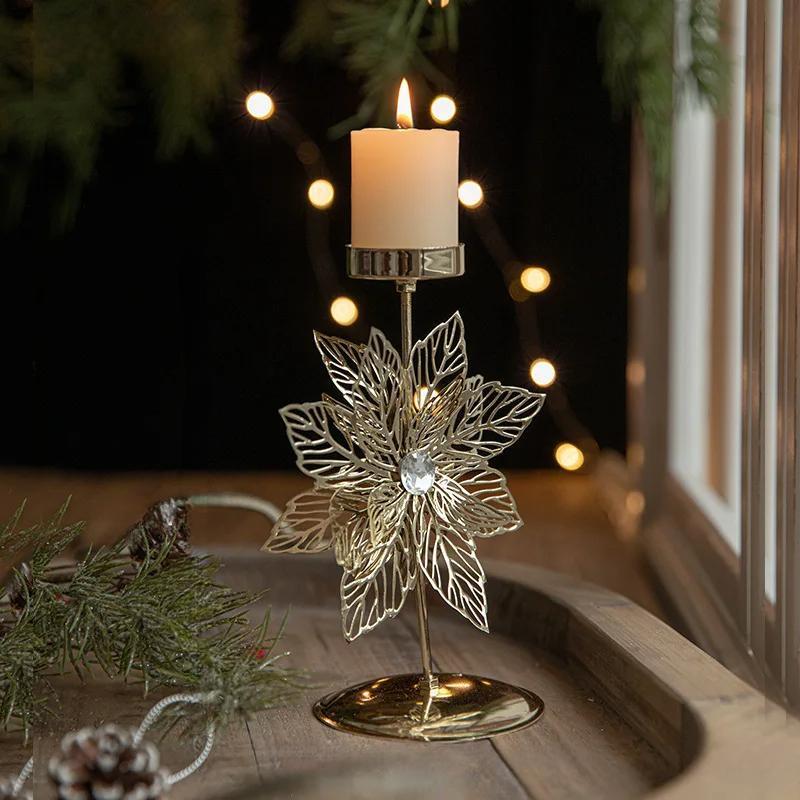 Christmas Iron Golden Candle Holder with Star and Elk Design – Candle Holder for Your Christmas and New Year Table Decor!