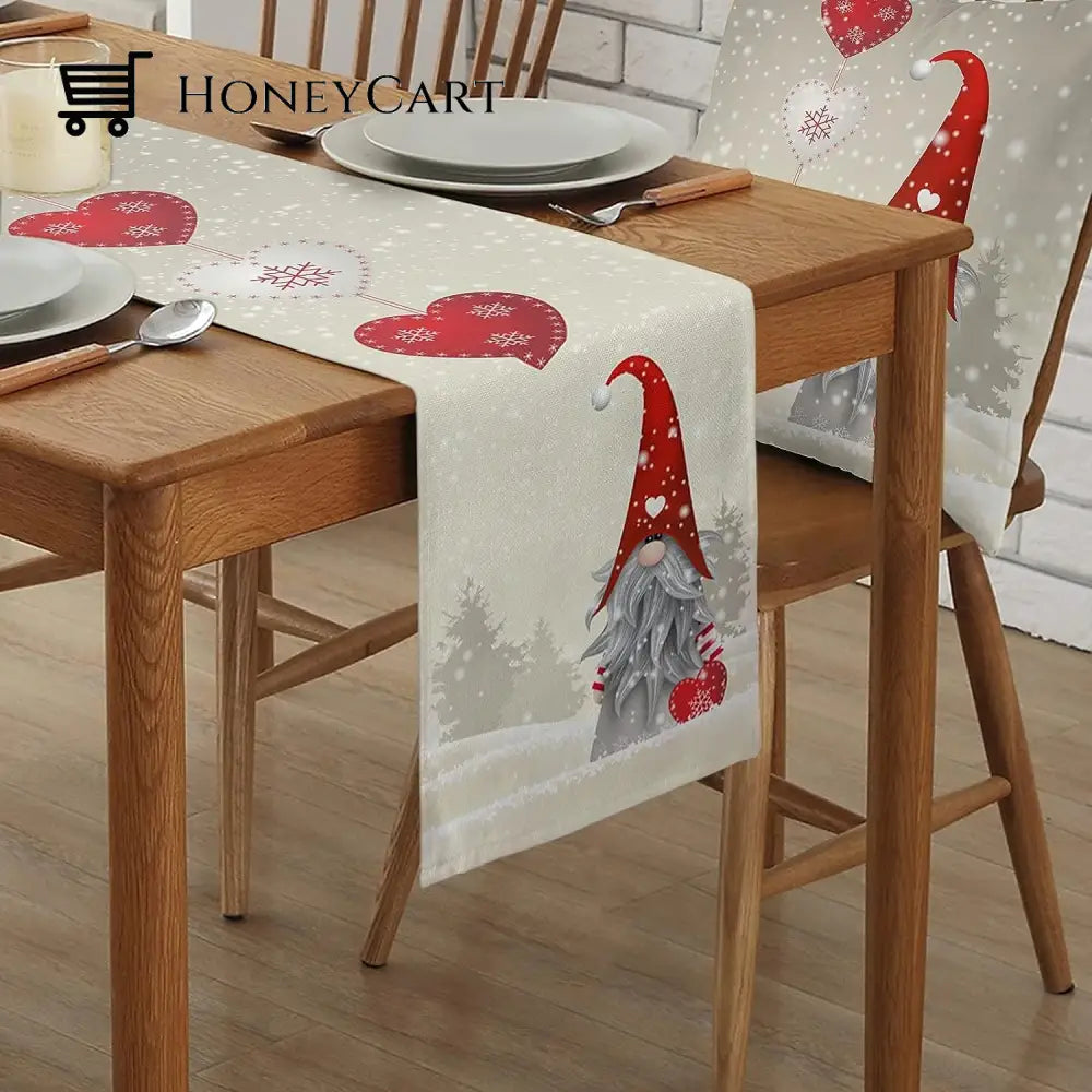 Christmas Snowflakes Gnome Linen Table Runners Dresser Scarves Decor