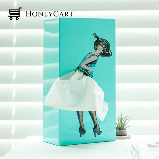 Classy Girl Tissue Box Cyan