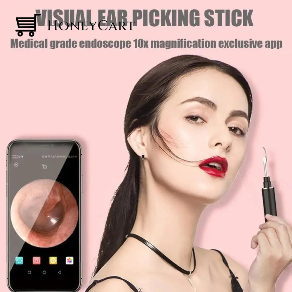 Clean Earwax - Wi -Fi Visible Wax Elimination Spoon Usb 1080P Hd Load Otoscope Black