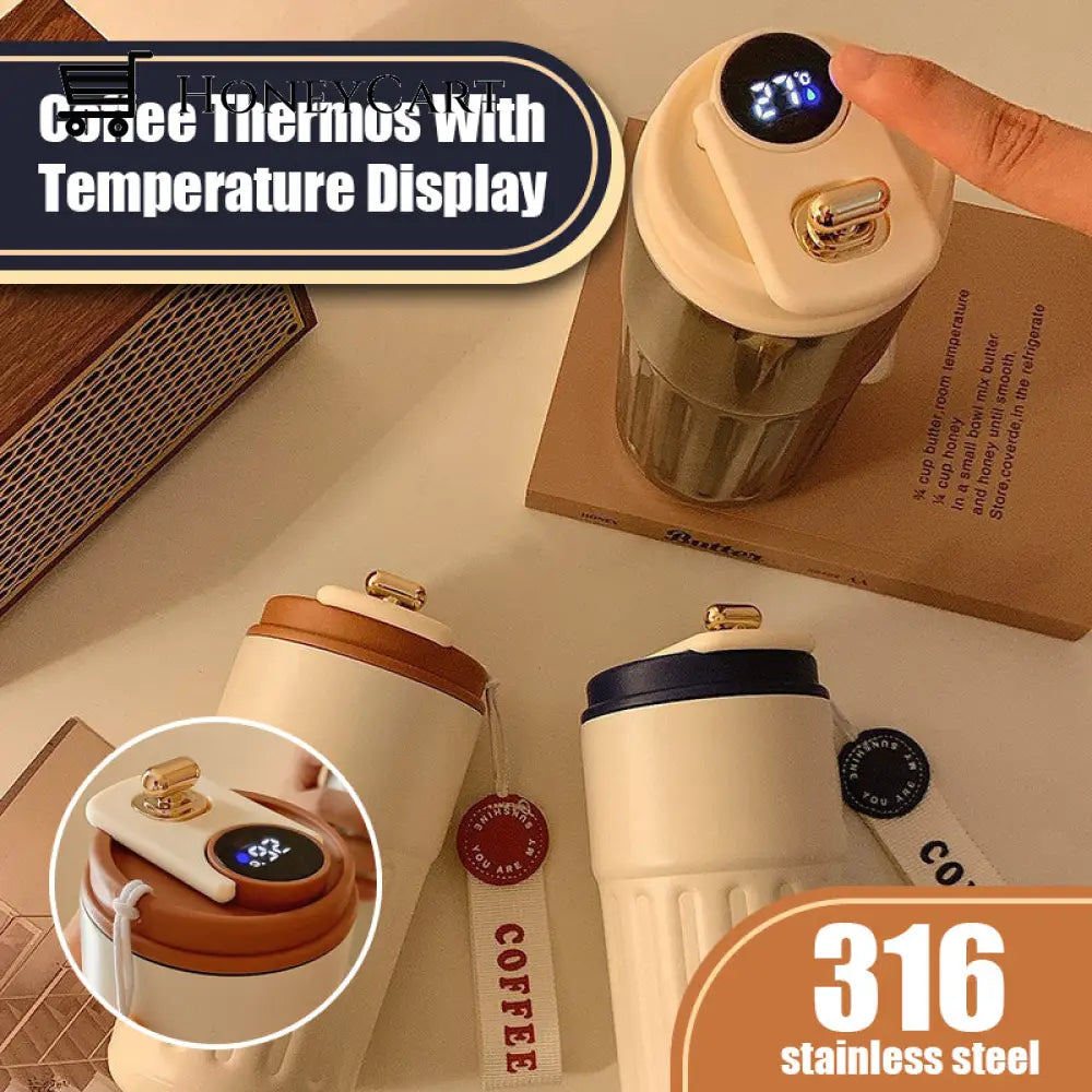 Coffee Thermos With Temperature Display Houseware & Kitchen