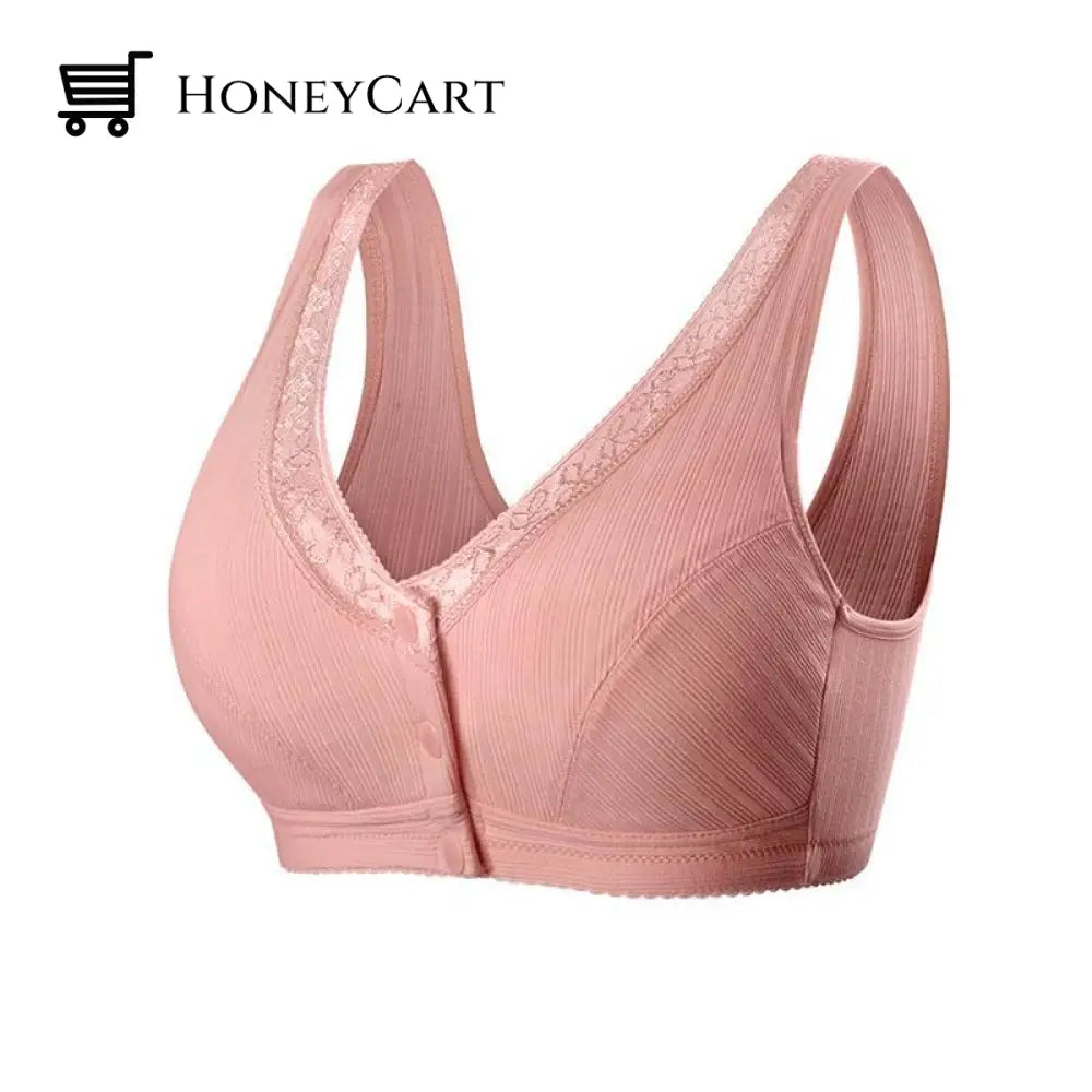 Comfortable Front Button Bra Bean Paste / 36