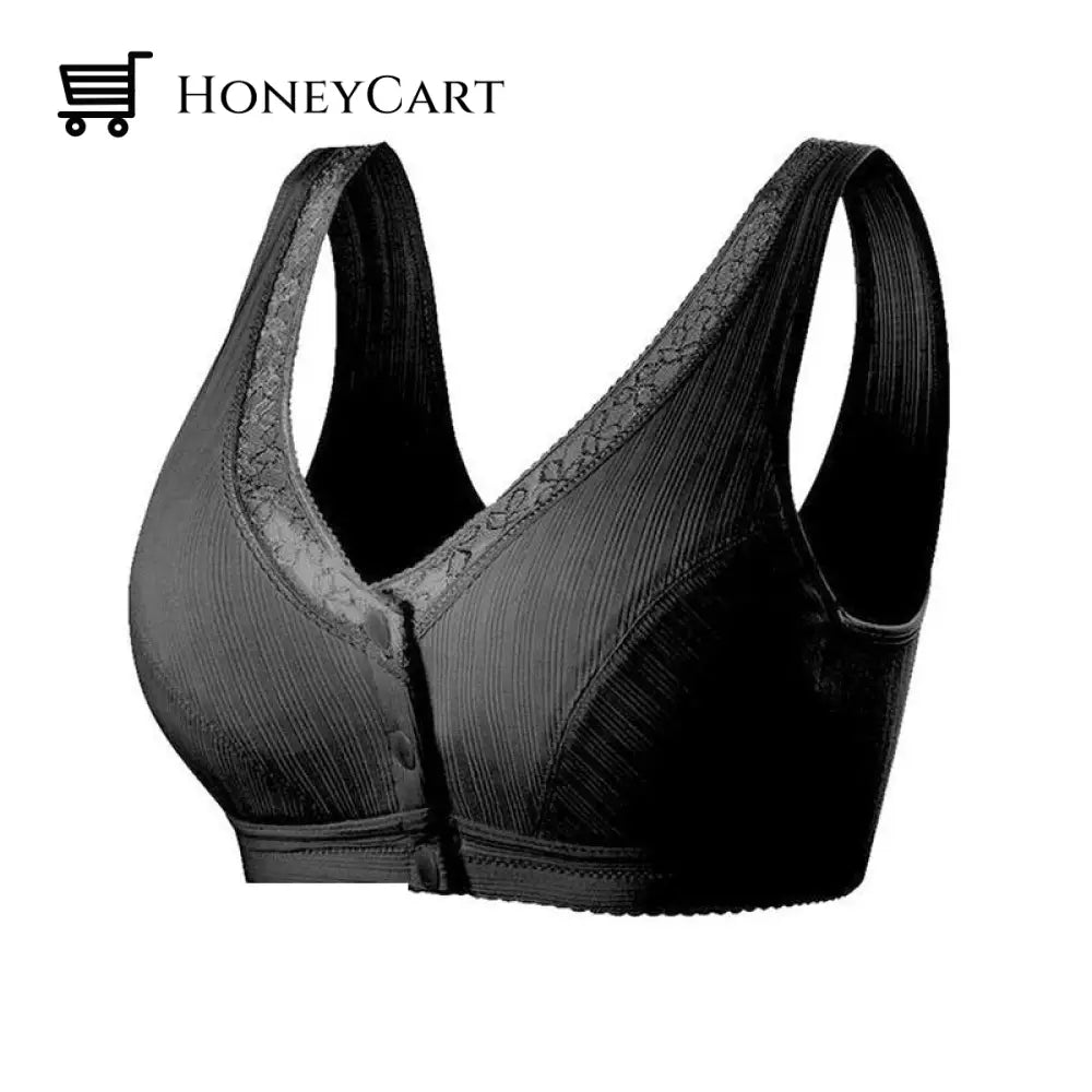 Comfortable Front Button Bra Black / 36