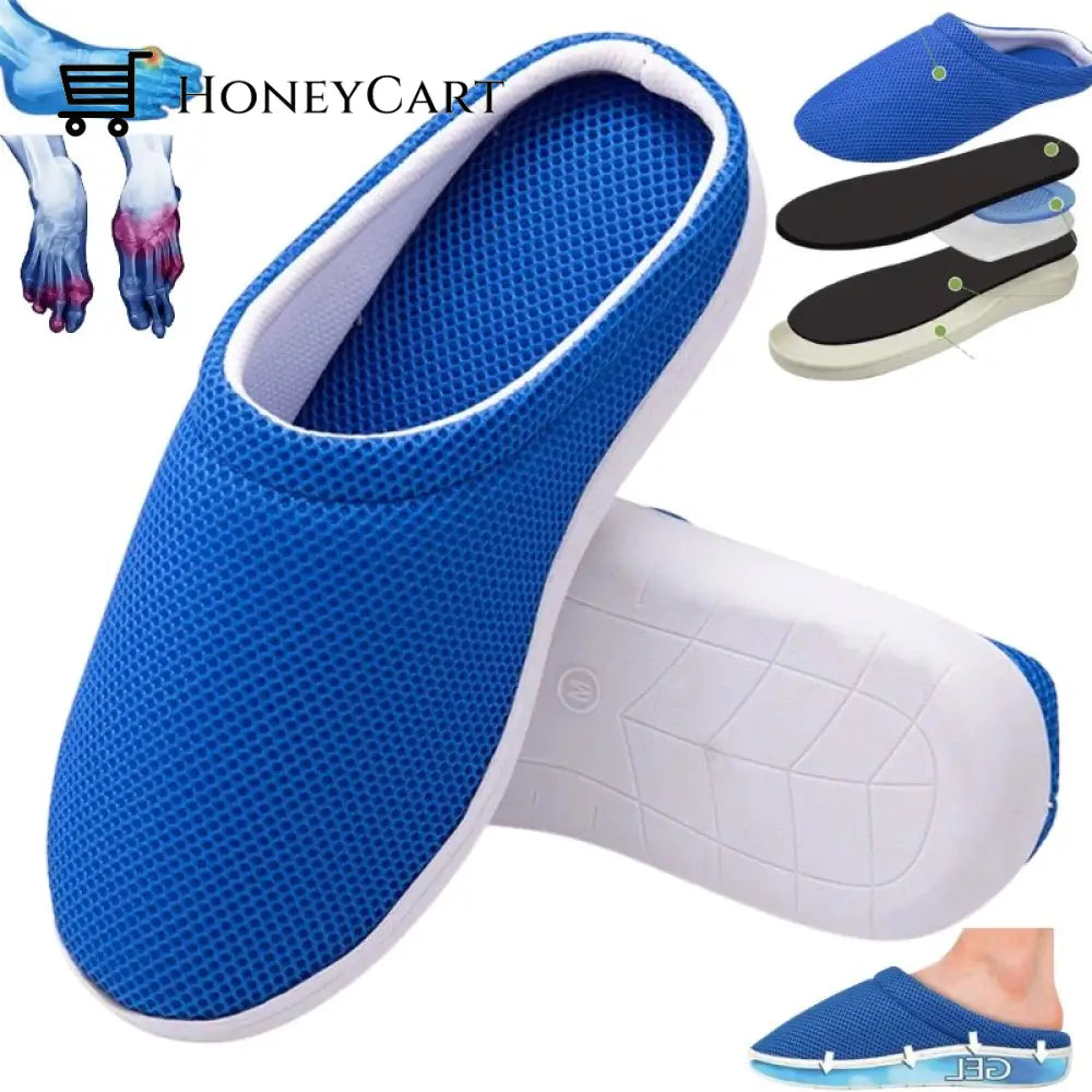 Comfy Bamboo Anti Fatigue Gel Diabetic Slippers Royal Blue / 38