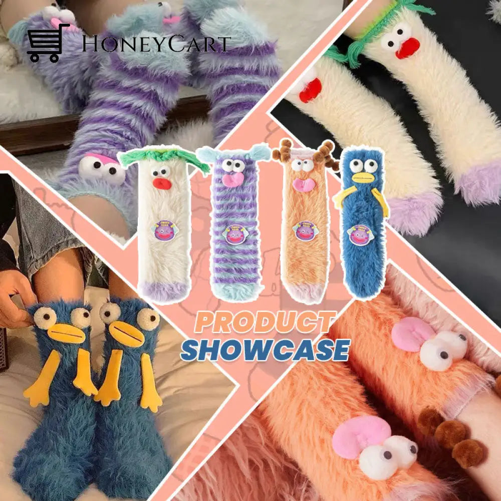 Coral Fleece Cartoon Mid-Calf Socks Beauty& Health