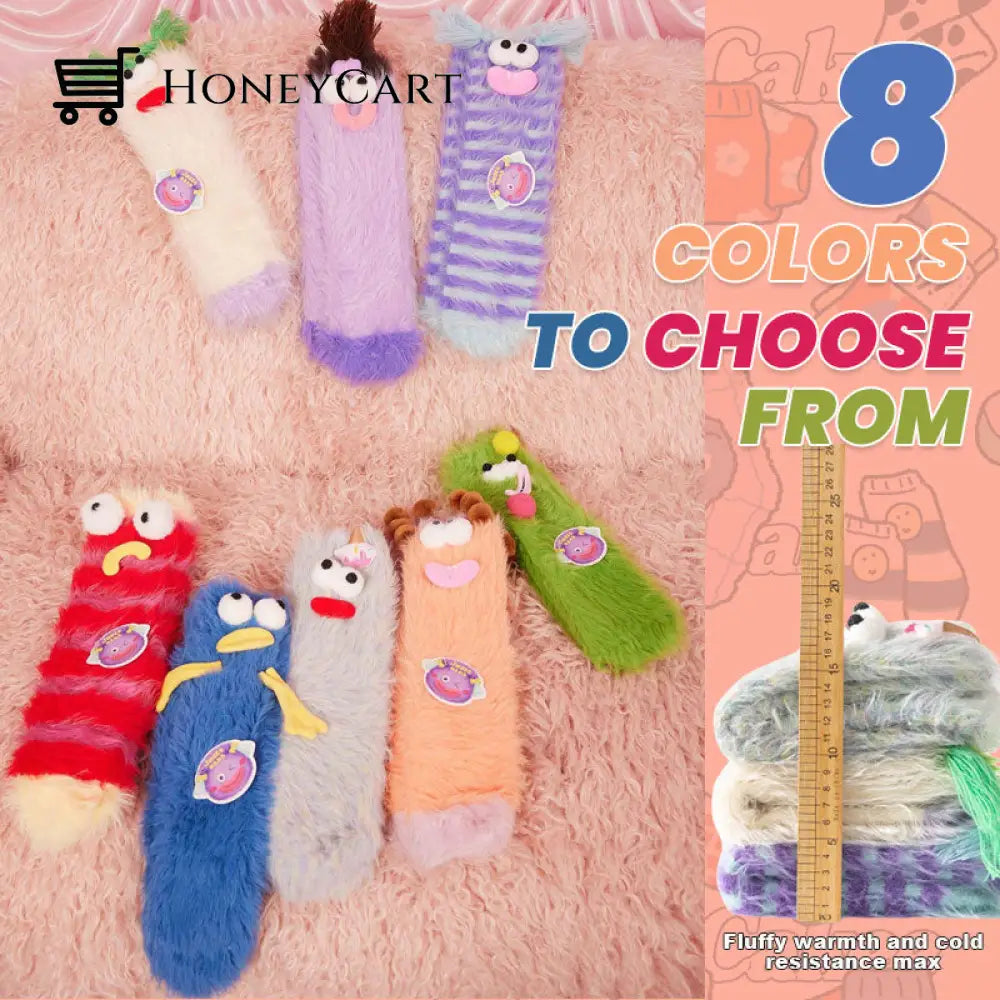 Coral Fleece Cartoon Mid-Calf Socks Beauty& Health
