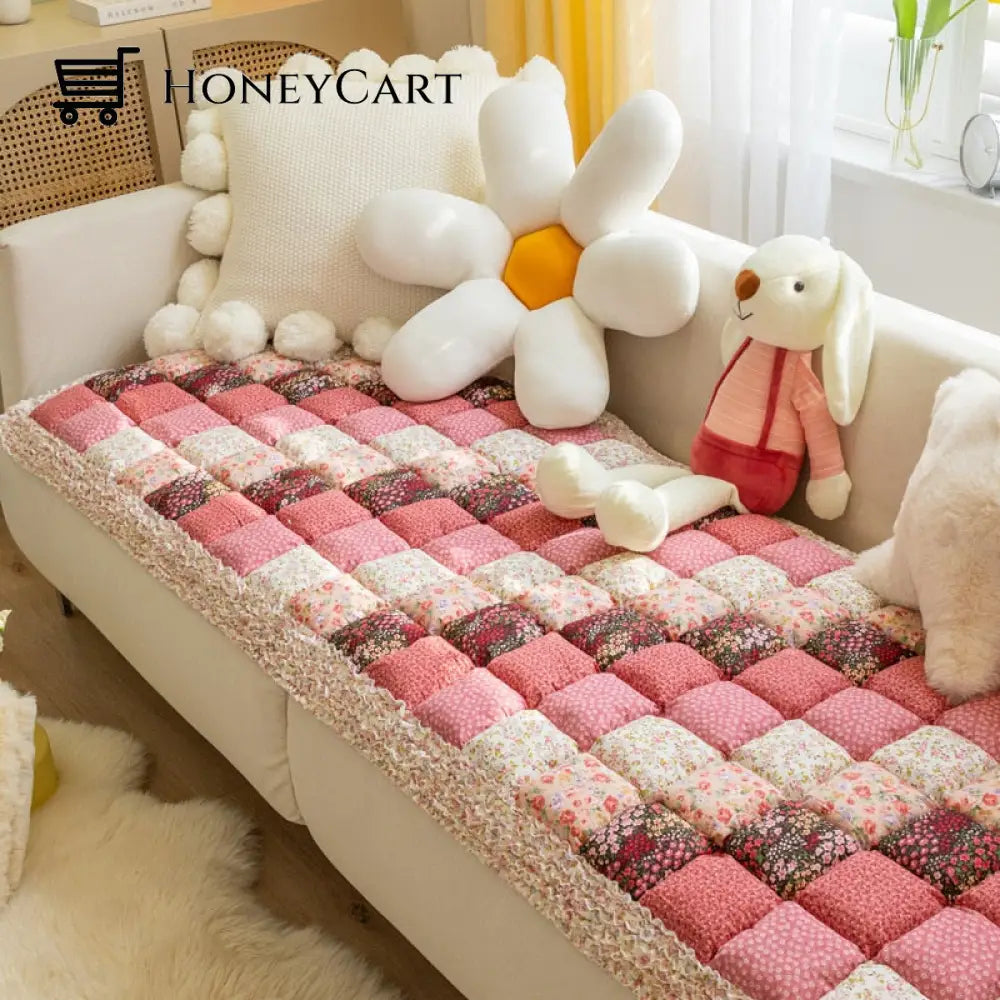 Cotton Protective Couch Cover Rose / 23.6X63 Inch
