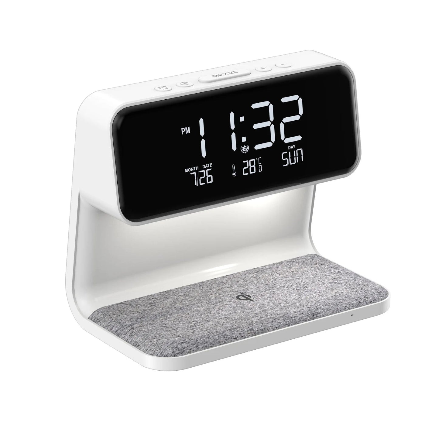 Creative 3-in-1 Bedside Lamp – Wireless Phone Charger & Smart Alarm with LCD Display for a Sleek, All-in-One Nightstand Upgrade!