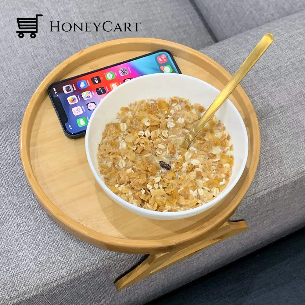 Creative Clip-On Bamboo Sofa Armrest Tray Tables