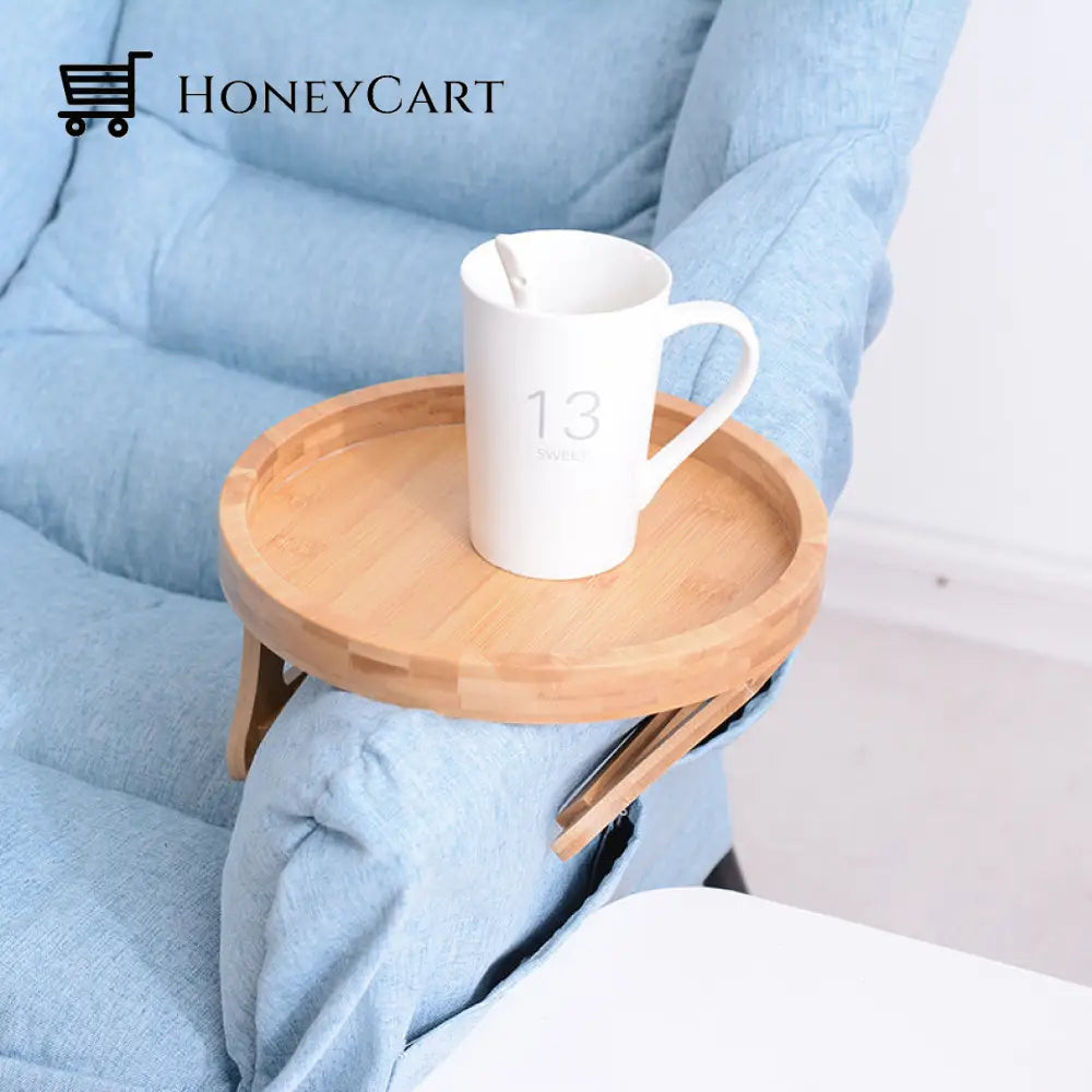 Creative Clip-On Bamboo Sofa Armrest Tray Tables
