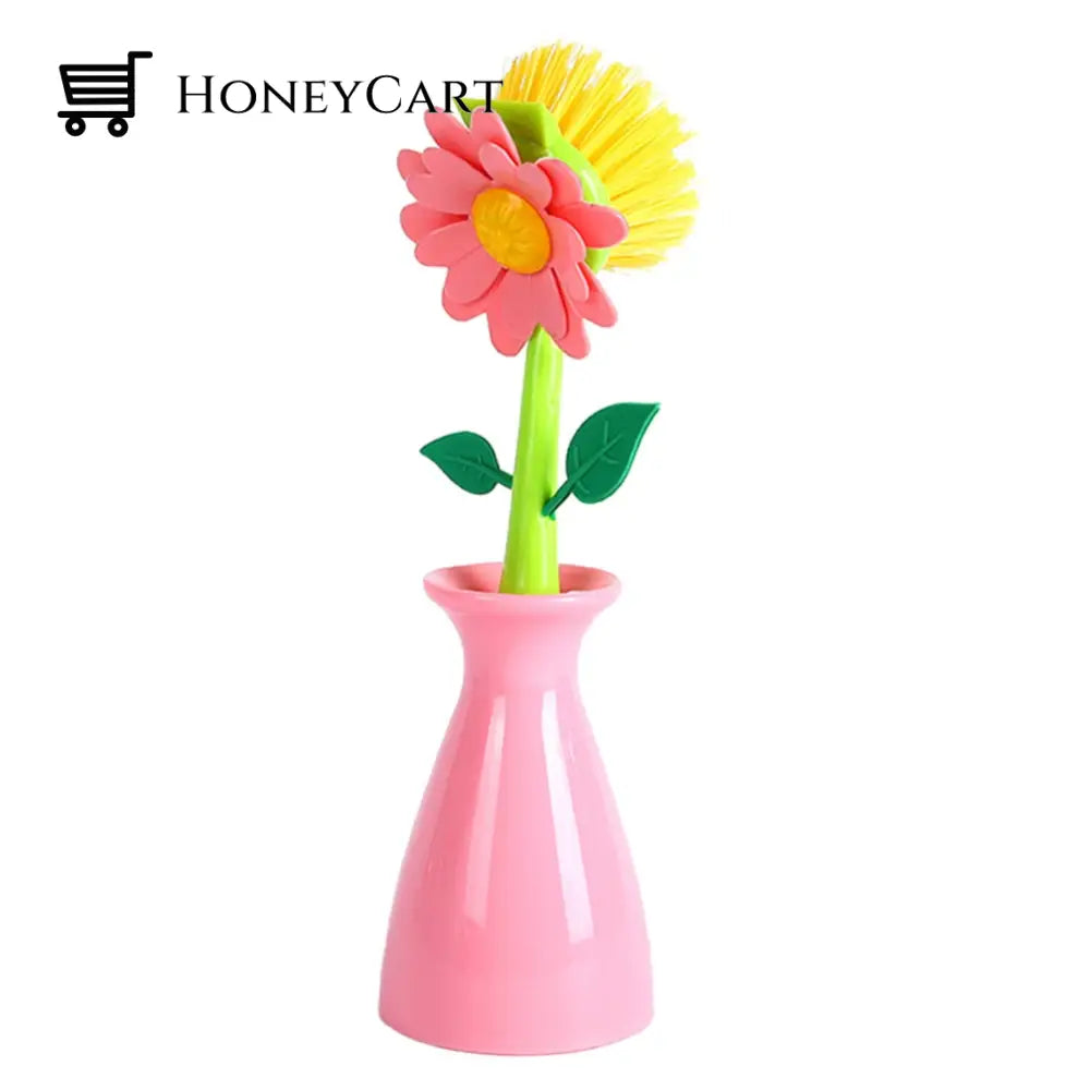 Creative Flower Pot Cleaning Brush Pink Kitchen Scrapers