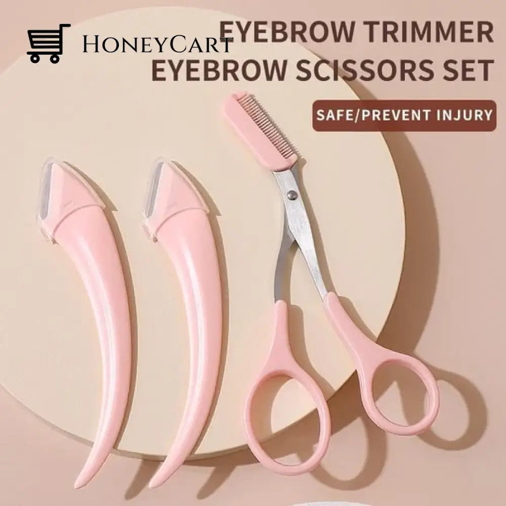 Crescent Eyebrow Trimmer Set Scissors With Comb Eye