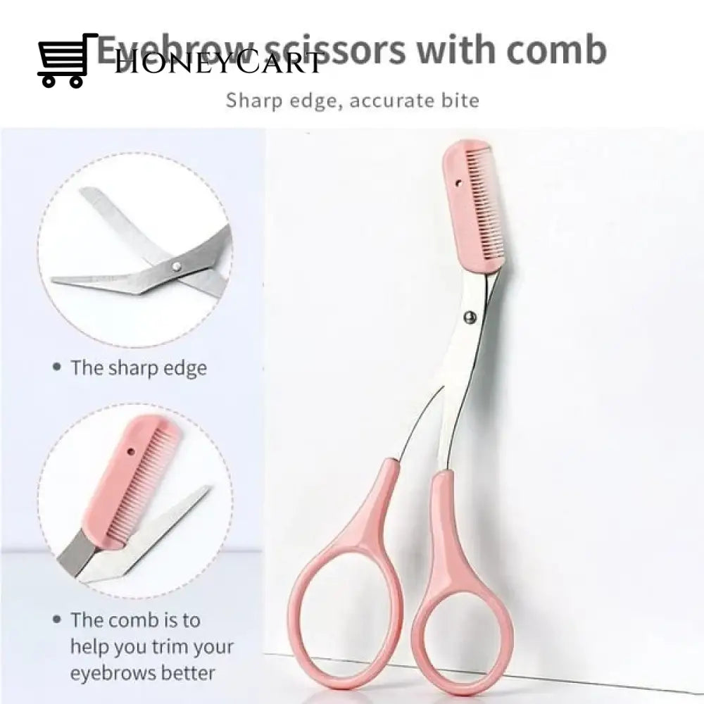 Crescent Eyebrow Trimmer Set Scissors With Comb Eye